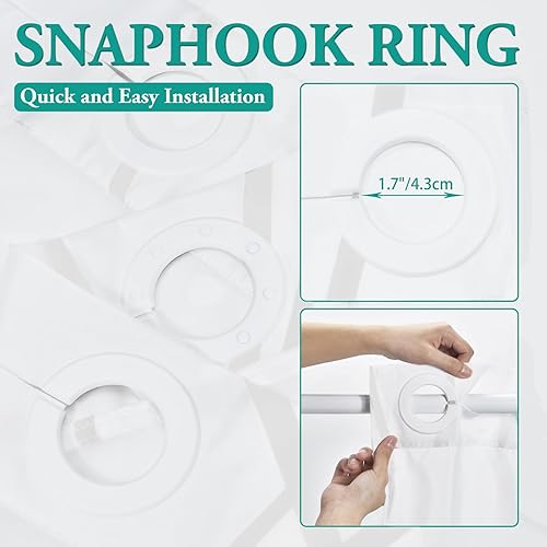 Miniatura 3 de Juego de cortina de ducha larga a rayas gris y blanco degradado con forro a presión, juego de cortina de ducha y forro de hotel con ventana superior