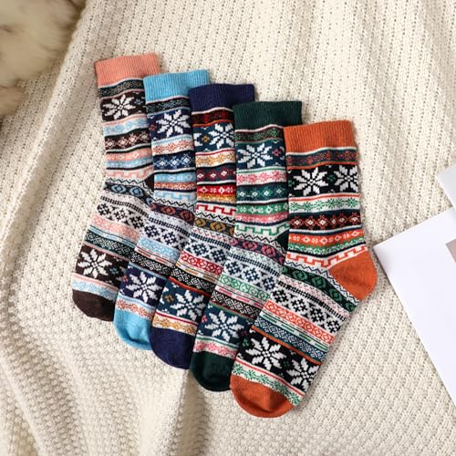 Image of Pleneal Wool Socks for Women - Womens Wool Socks Winter Warm Cozy Knit Sock for Women Men