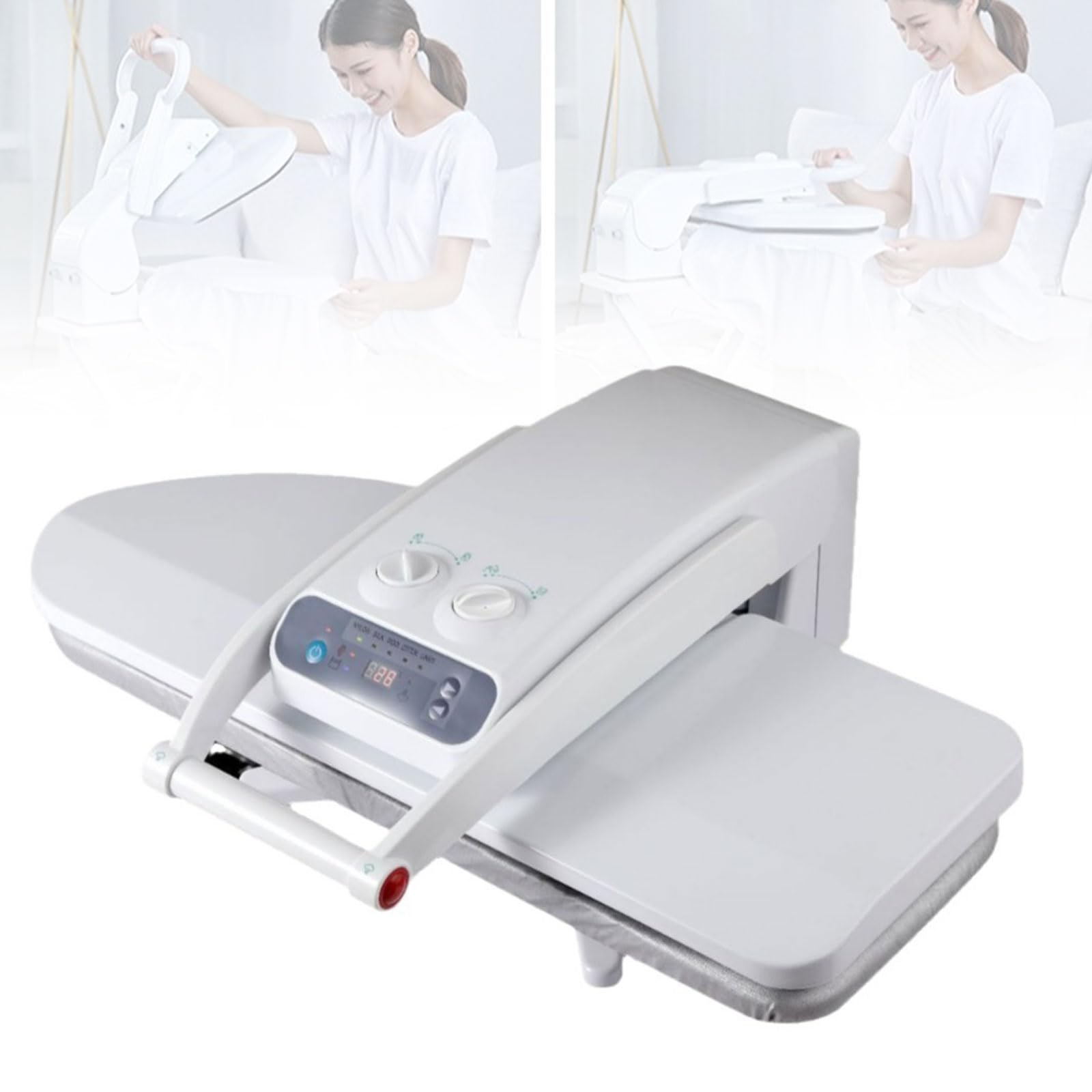 Pressa da Stiro a Vapore 1800W, Piastra 800x310mm, Vapore 120g/min, 60-200°C, Serbatoio 300ml, 5 Funzioni, Uso Domestico e Professionale