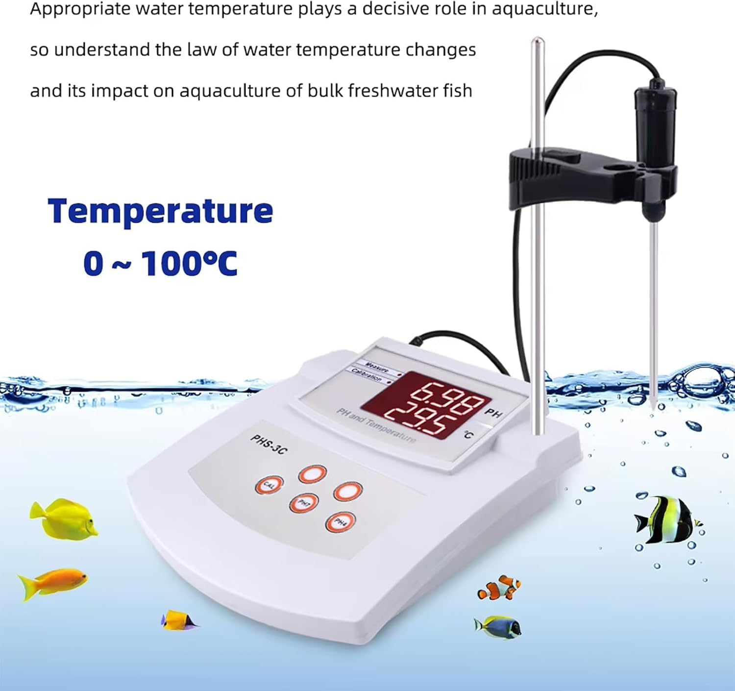 Medidor de pH de laboratorio de sobremesa, medidor digital de pH ±0.01 con electrodos de pH y temperatura, calibración automática de 2 puntos