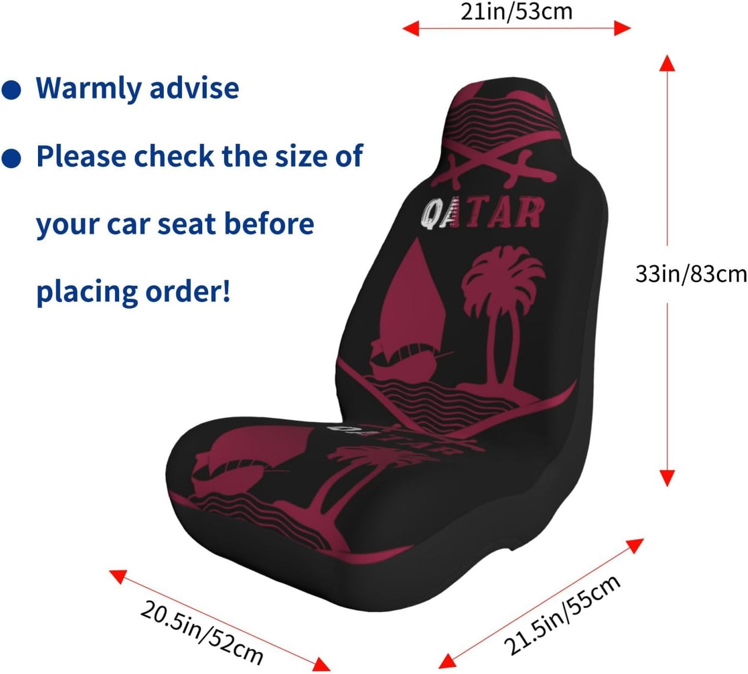 Qatar Emblem Car Seat Covers, Protective Car Seat Covers, Seat Covers Suitable for Most Car Models