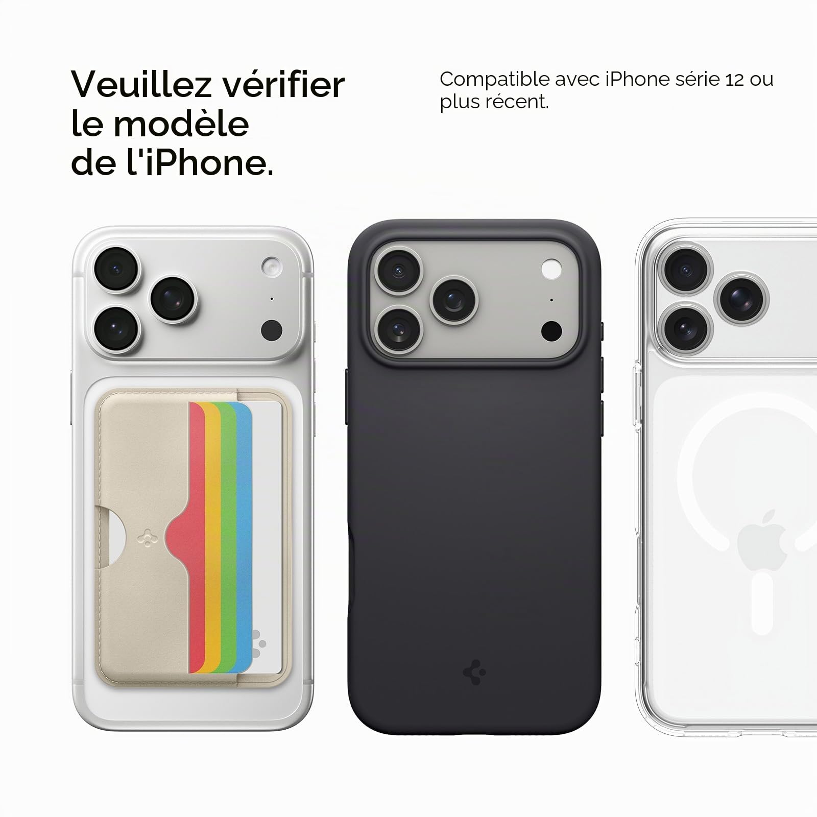Caseology by Spigen Folder Pop Magsafe Porte-Cartes magnétique Silicone antidérapant Compatible iPhone 17/16/15/14/13/12 Series Arc-en-Ciel