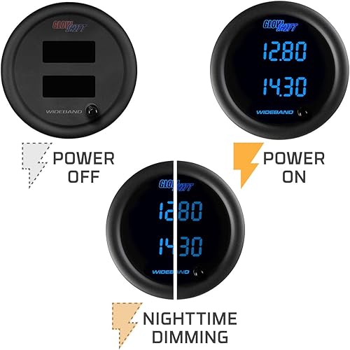 Miniatura 5 de GlowShift Kit de medidor AFR de doble banda ancha digital de 7 colores, incluye sensores de oxígeno, salida de registro de datos, tapones de