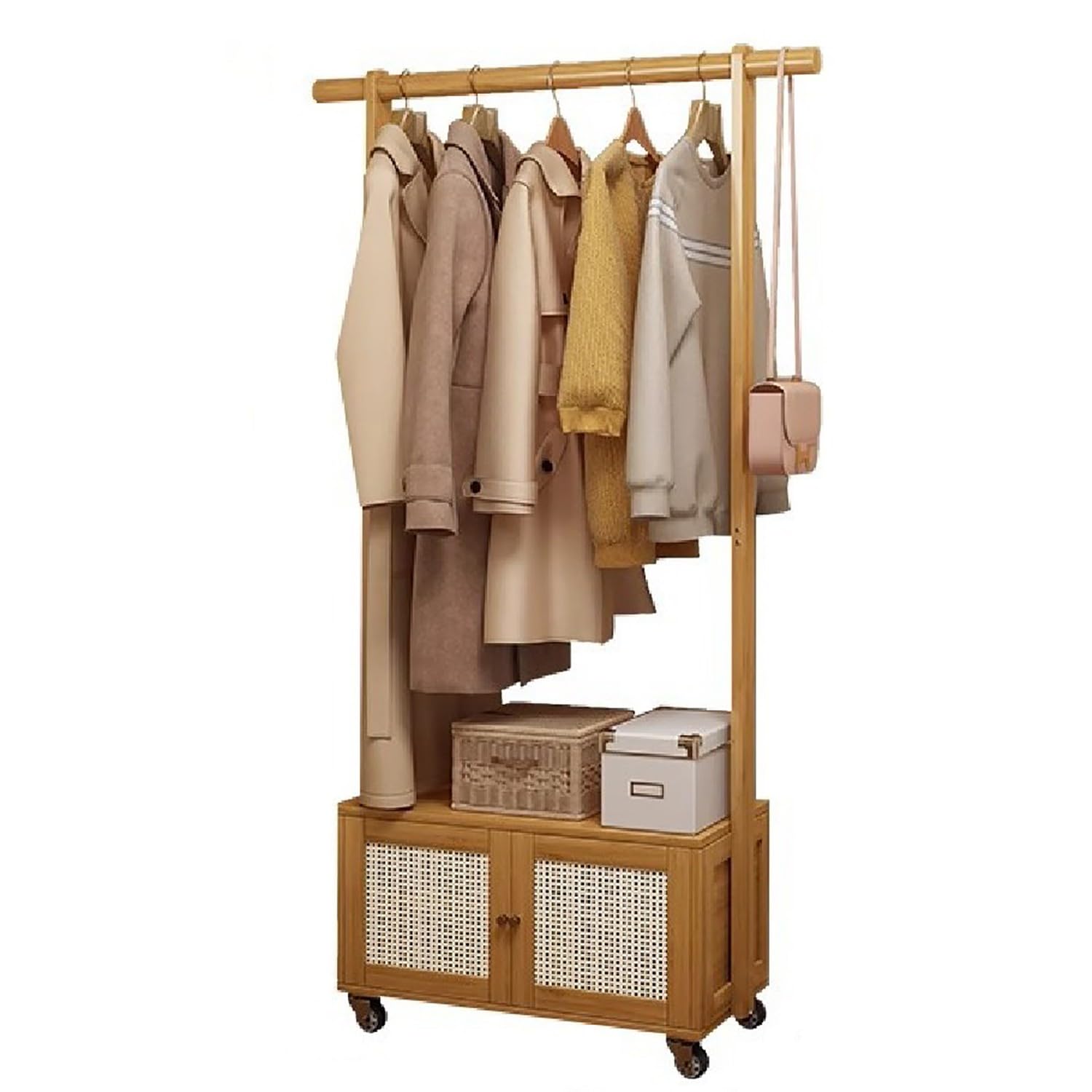 Portant à vêtements en bambou résistant pour ranger vos vêtements sans froisser