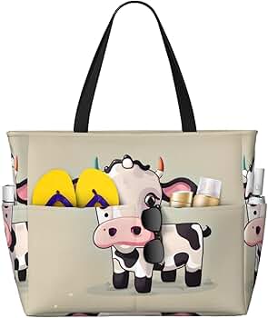 Amazon.com: YQxwJL Cute White Cow Print Large Tote Bag For Women