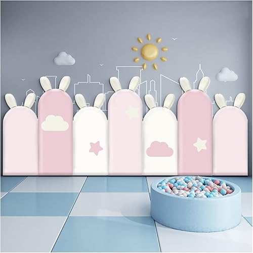 Paneles tapizados 3D anticolisión para despegar y pegar, paneles de pared insonorizados para sala de juegos y sala de estar (color  rosa, tamaño