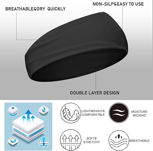 Miniatura 9 de 4 diademas deportivas para niños, bandas deportivas para el sudor, banda elástica que absorbe el cabello para niñas y niños pequeños