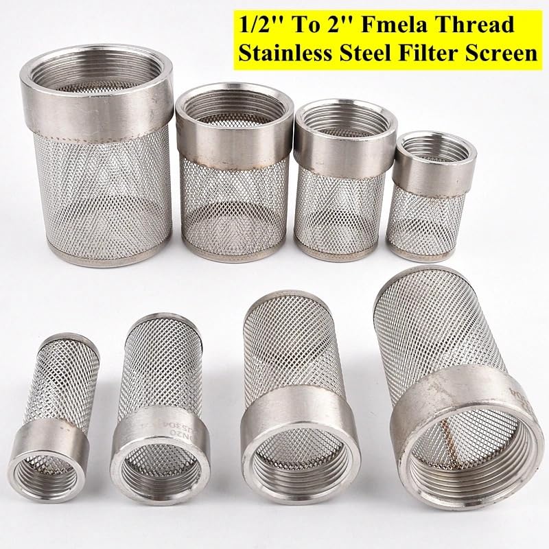 Filtr siatkowy ze stali nierdzewnej 304, filtr do akwarium, nawadniania ogrodu, zanieczyszczeń, czyszczenia wody(1.2 Inch Short)
