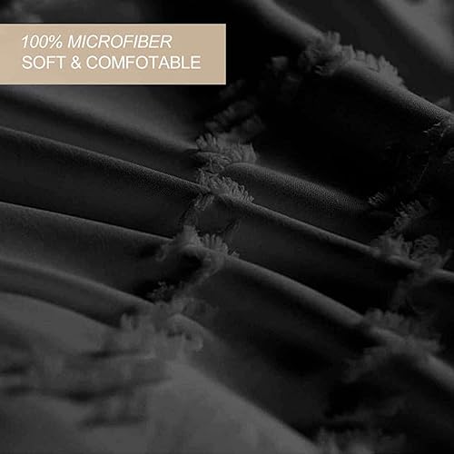 Miniatura 5 de Nanko Juego de funda de edredón de 3 piezas de microfibra moderna de lujo para todas las estaciones, estética, desgastada, elegante, suave, bordada,