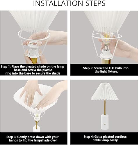 Miniatura 5 de Lámpara de mesa inalámbrica, control táctil, atenuación continua, batería recargable de 5000 mAh, lámpara de escritorio plisada para dormitorio,