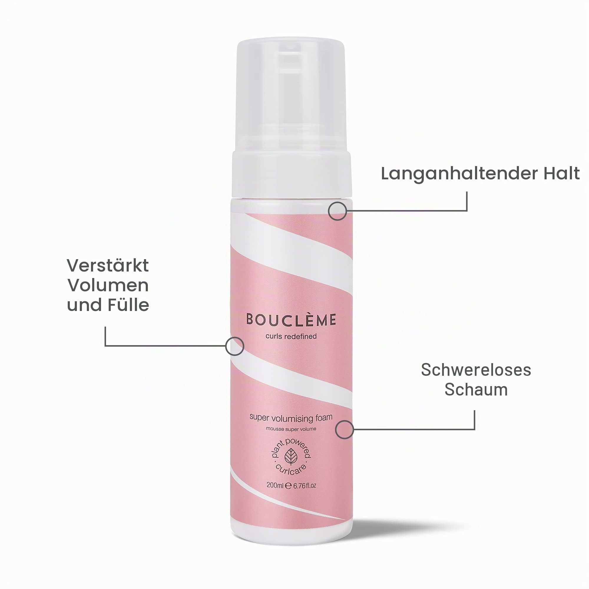 Bouclème Super Volumizing Foam (200ml) – Stylingschaum für Locken & Voluminöses Curly Hair – Locken Mousse Damen & Herren für Definierten Halt & Anti-Frizz – Natürlich – Vegan