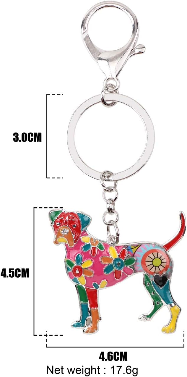 WEVENI Enamel Alloy Boxer Dog Keychain Pet Charms Jewelry For Women Girls Bag Car Wallet - Image 6