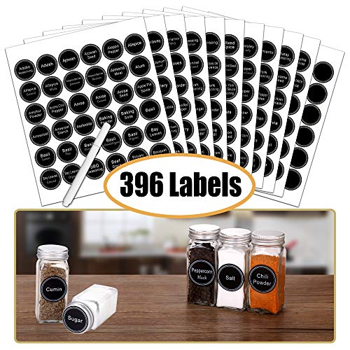 SWOMMOLY Spice Rack Organizer with 36 Empty Square Spice Jars, 396 Spice Labels with Chalk Marker and Funnel Complete Set, for Countertop, Cabinet or Wall Mount, Black by SWOMMOLY - Image 3