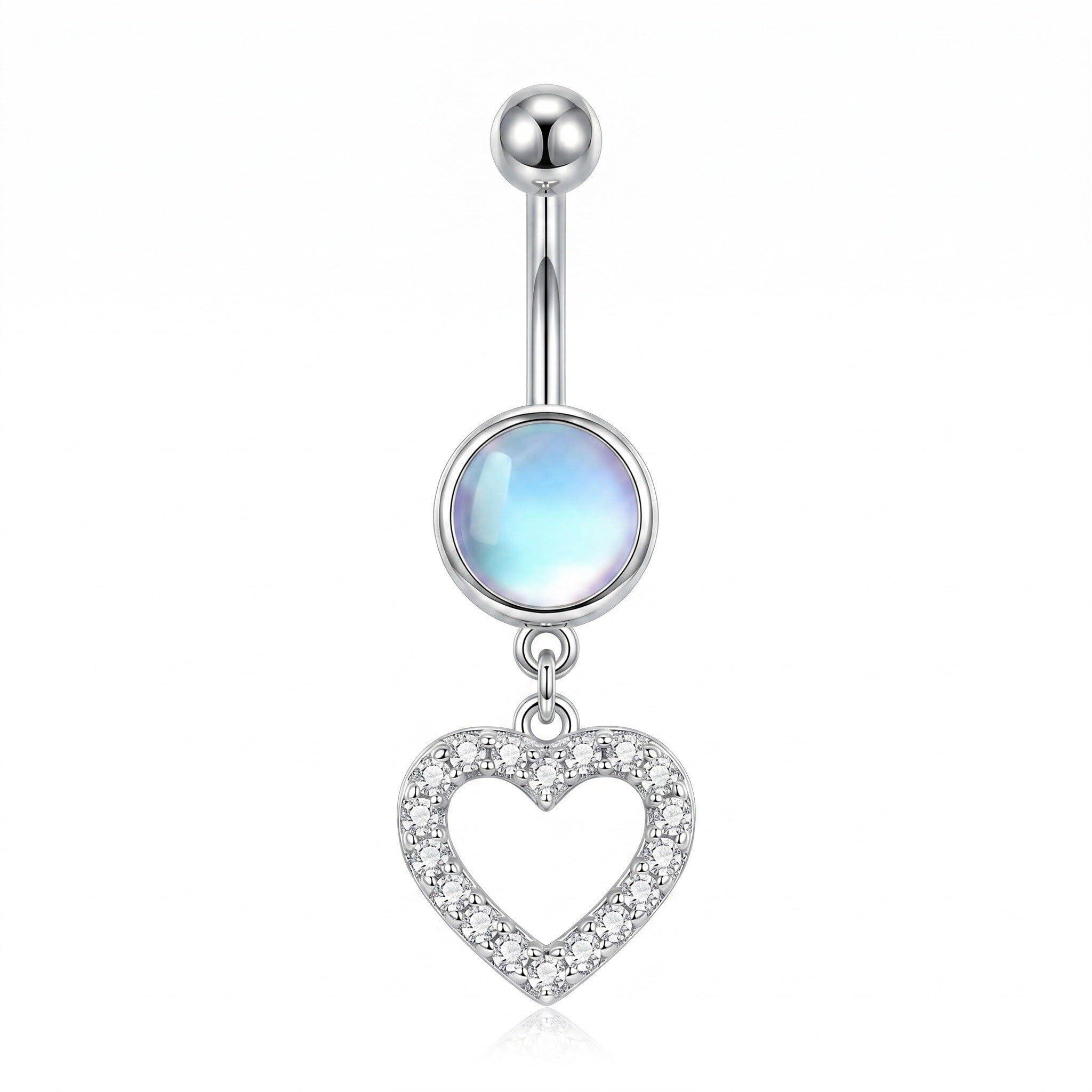 Herz Mondstein Bauchnabelpiercing Damen 14G Herzförmigem Mondstein Bauchpiercing Elegantes Bauchnabelpiercing Schmuck für Alltag und Urlaub