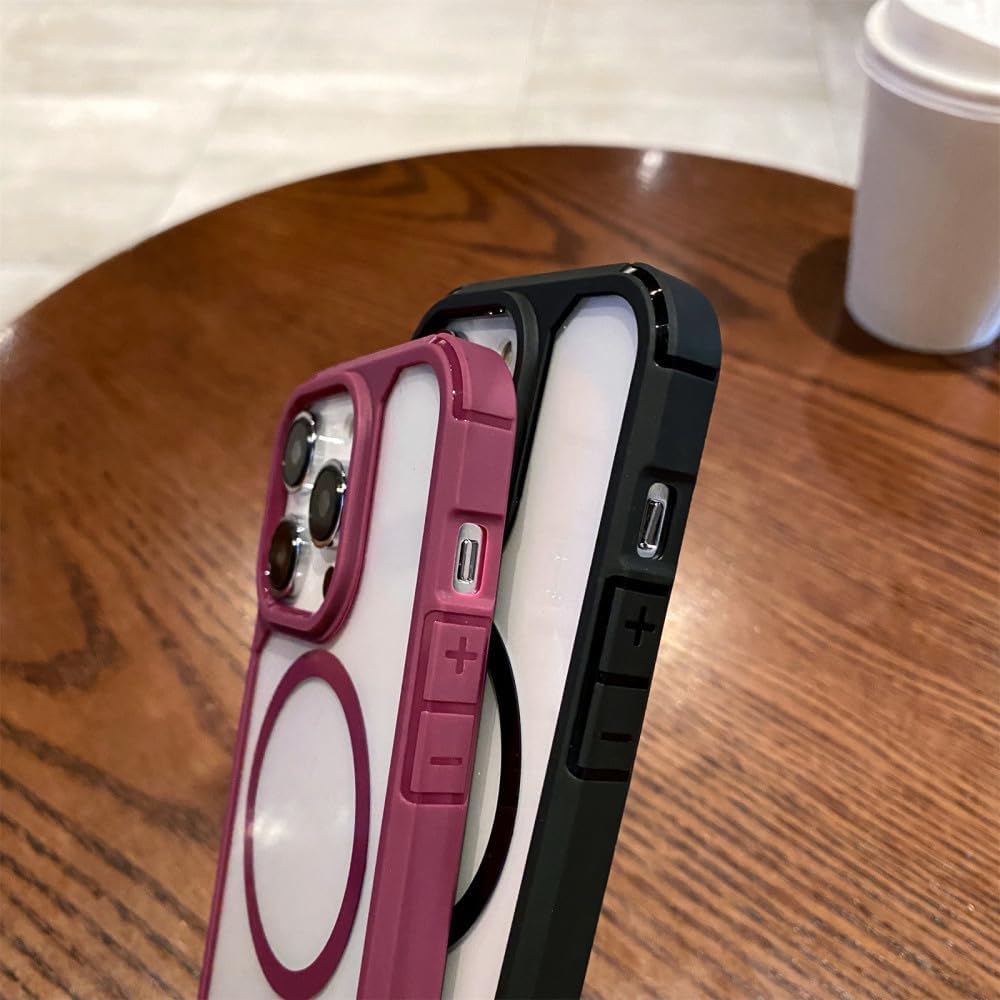 for iPhone 16 Pro  Wireless Charge Case Armor Bumper Magnetic Clear Cover,Black,for iPhone 16 Pro