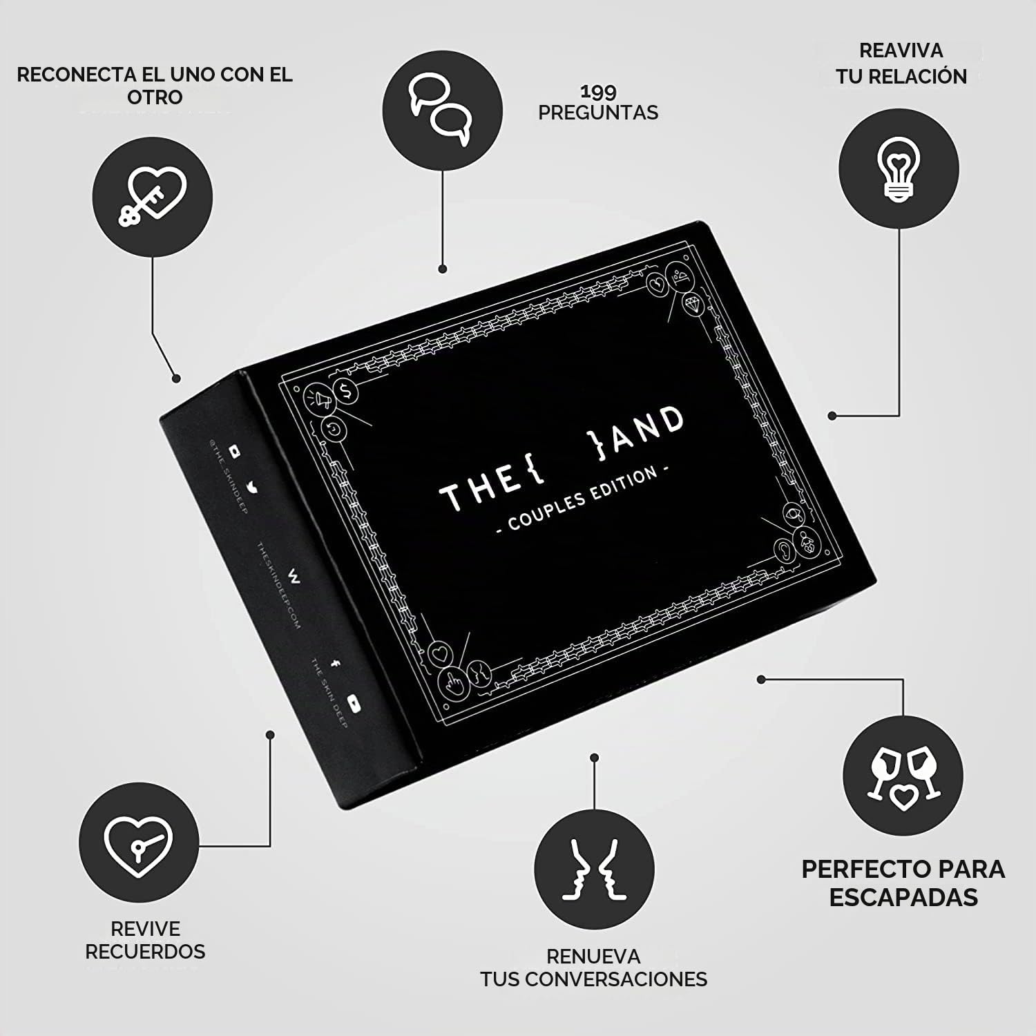 {THE AND} Edición para parejas, 199 tarjetas de conversación significativas para parejas, preguntas para profundizar la conexión y construir relaciones, juego de cartas para parejas íntimas y