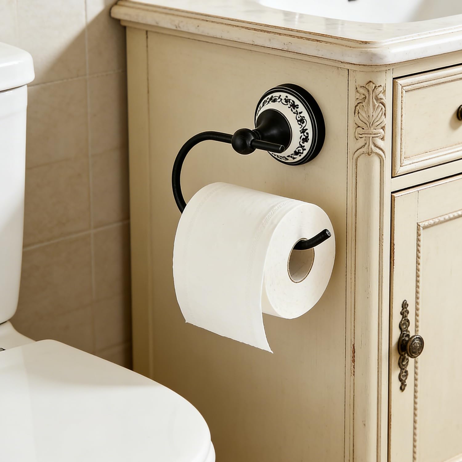 Toilet Paper Holder, NEWRAIN Oil Rubbed Bronze Bathroom Toilet Paper Roll Holder, Wall Mounted RV Tissue Roll Holder, Vintage Farmhouse Toilet Paper Dispenser