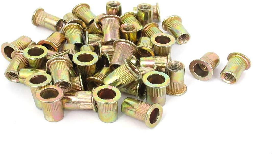 New Lon0167 100 Pcs Featured M6x15mm Flat Head reliable efficacy Round Knurled Body Rivet Nut Insert s(id:7a6 3f 2b 0b8)