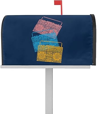 Magnetic Mailbox Cover Music Instrument Recorder Blue Standard Size Removable Post Letter Box Cover Waterproof Garden Yard Outdoor Decoration