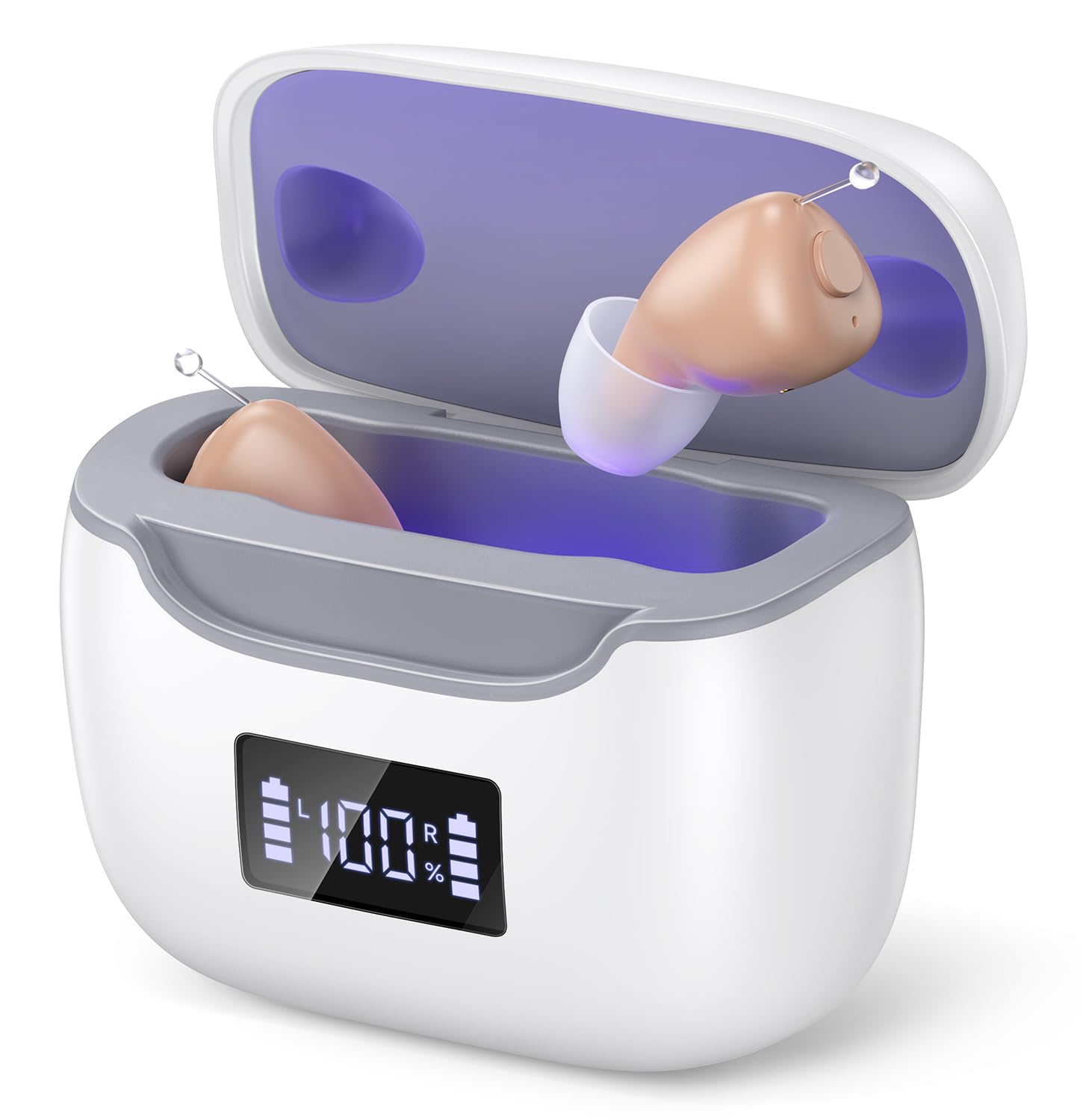 Hearing Aids for Seniors with Automatic UV Cleaning Rechargeable