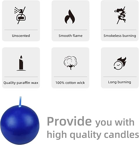 Miniatura 6 de Zest Candle Velas de bola de 12 piezas, 2 pulgadas, color azul