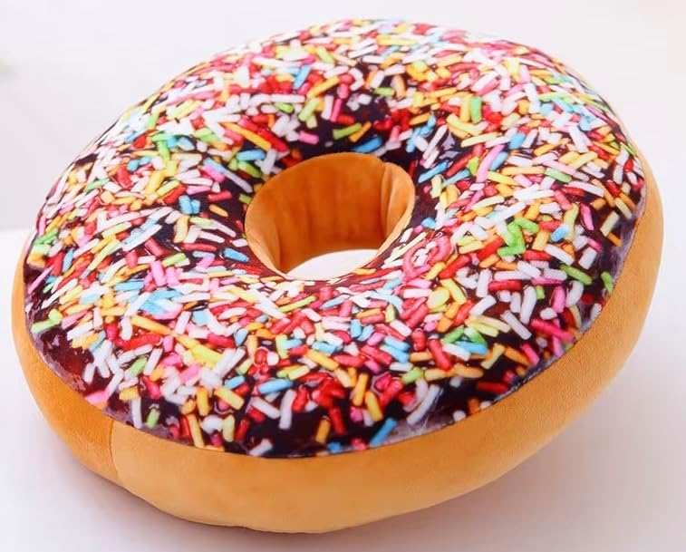 Round Donut Pillow 16 Inch, Soft Decorative 3D Print Seat Pad Cushion (Better Candy Sprinkle)