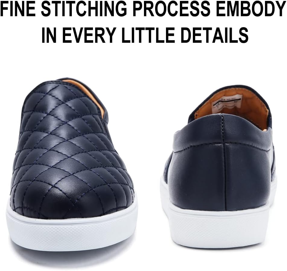 VOCNTVY Womens Loafers Comfort Casual Quilted Leather Slip On Sneakers - Image 5