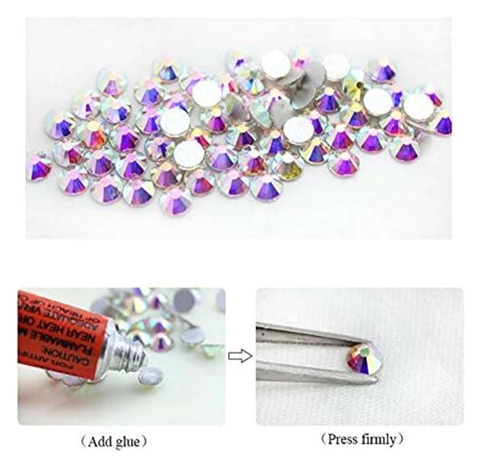di un diamante di cristallo, Gemme for unghie con strass Crystal AB Flatback Multicolor SS4-SS30(Champagne AB,SS8-1440pcs)