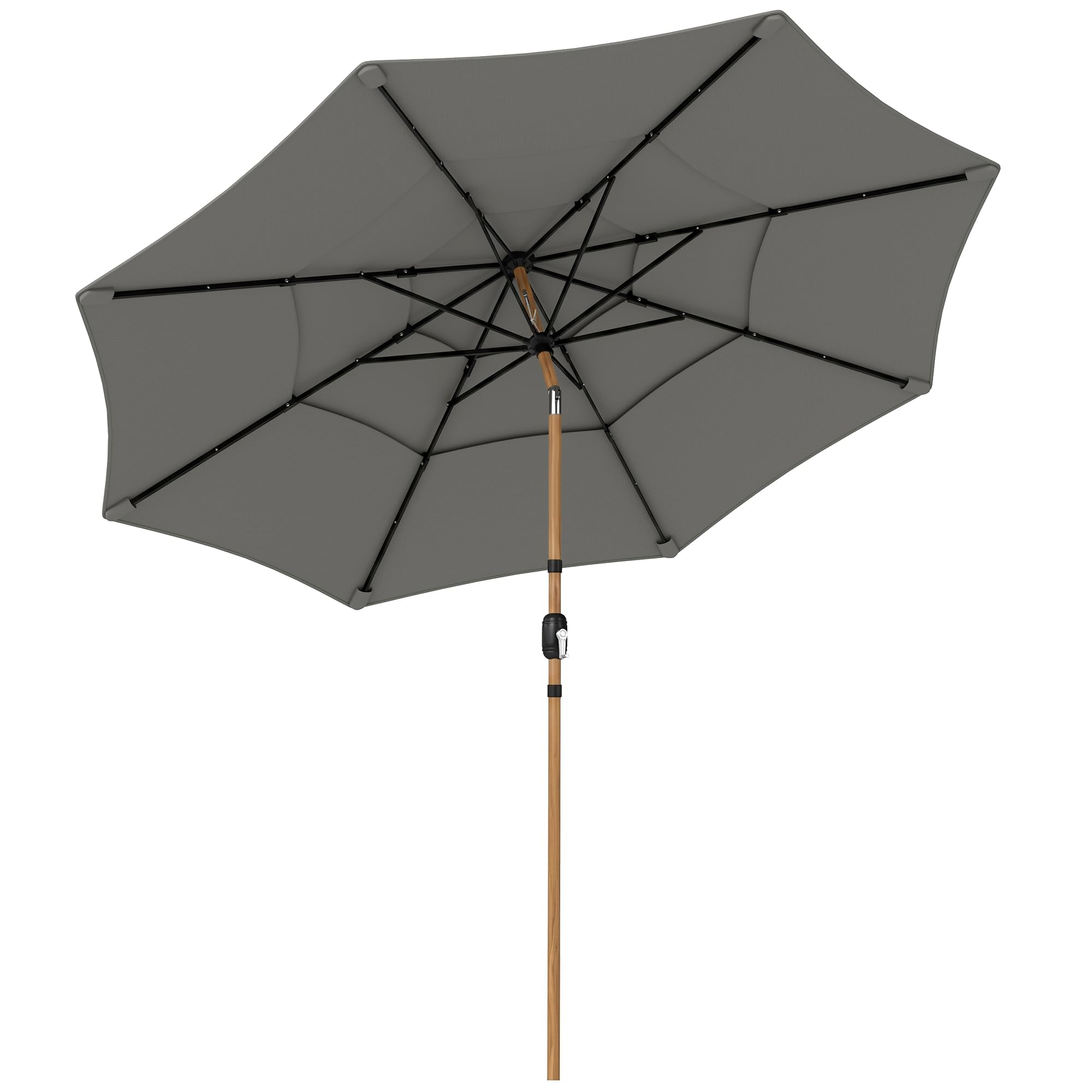 Outsunny Garden Parasol 3000mm x 3000mm Grey Metal
