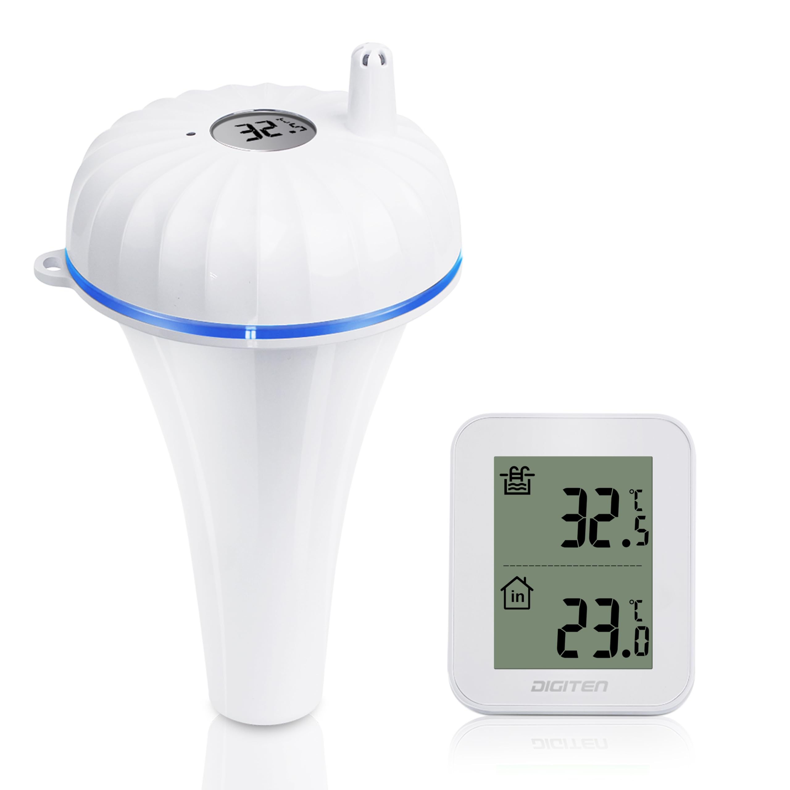 Pool Thermometer, Wireless Waterproof Floating Thermometer with Indoor Temperature Monitor