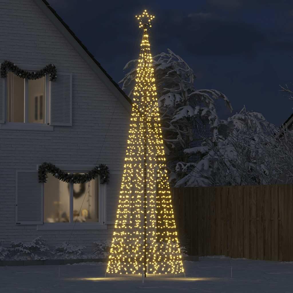 Choinka LED ze szpikulcami do wbijania w ziemię, 1534 ciepłe białe diody LED, wysokość 500 cm, oświetlenie zewnętrzne IP44, 8 efektów świetlnych do świątecznej dekoracji zimowej