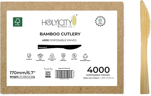 Miniatura 16 de Tenedores de bambú 250 unidades 6.7 pulgadas Utensilios biodegradables Compostables y sin plástico Ideal para la industria de servicios