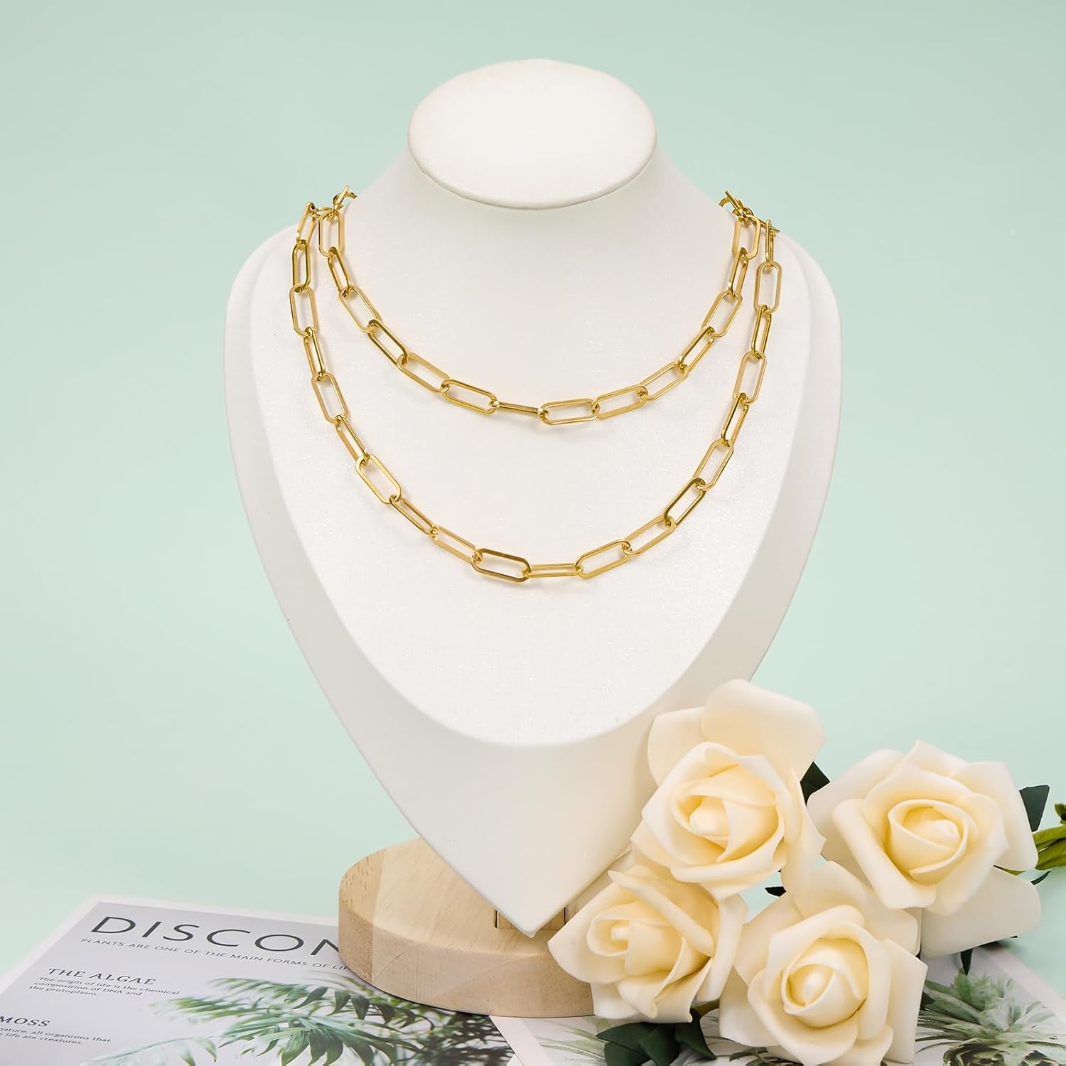 UMAOKANG 6.6 Feet Paperclip Chain for Jewelry Making Gold Plated Stainless Steel Bulk Chain on Spool - Image 7