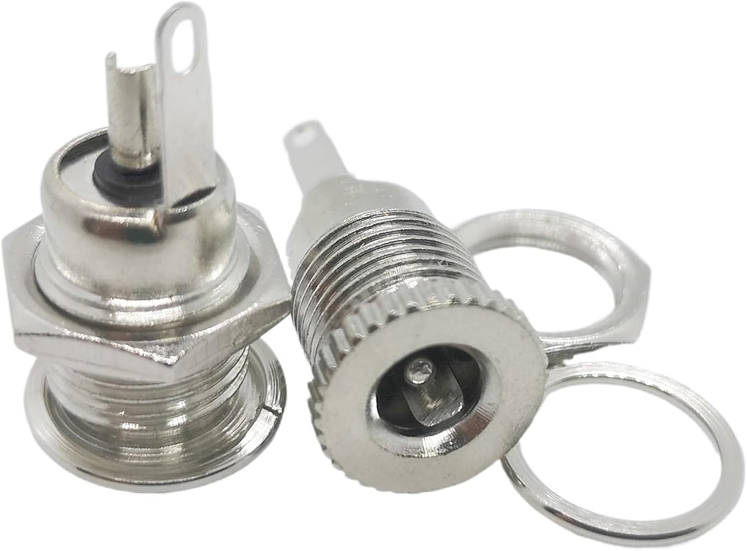 5Pcs 5.5 mm x 2.1mm DC-099 DC099 Metal DC Power Supply Jack Socket Threaded Charging Socket Female Panel Mount Connectors