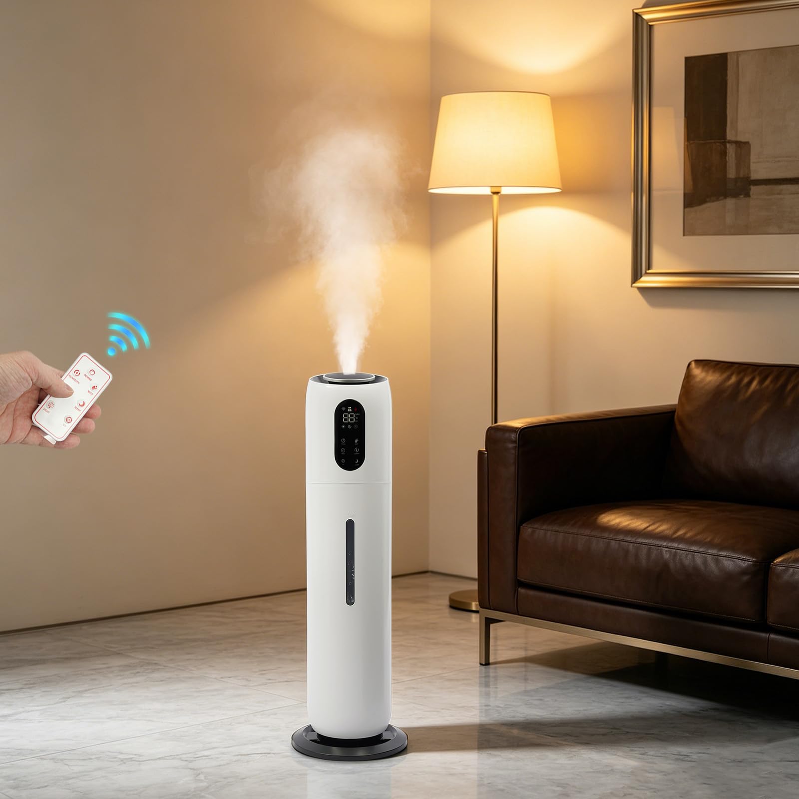 Nawilżacz powietrza do sypialni Top-Fill 9 l, Cool Mist 25 h, cichy, 32 dB, duży ultradźwiękowy nawilżacz powietrza dla niemowląt, roślin, biura, automatyczne wyłączanie, 20-30 m²