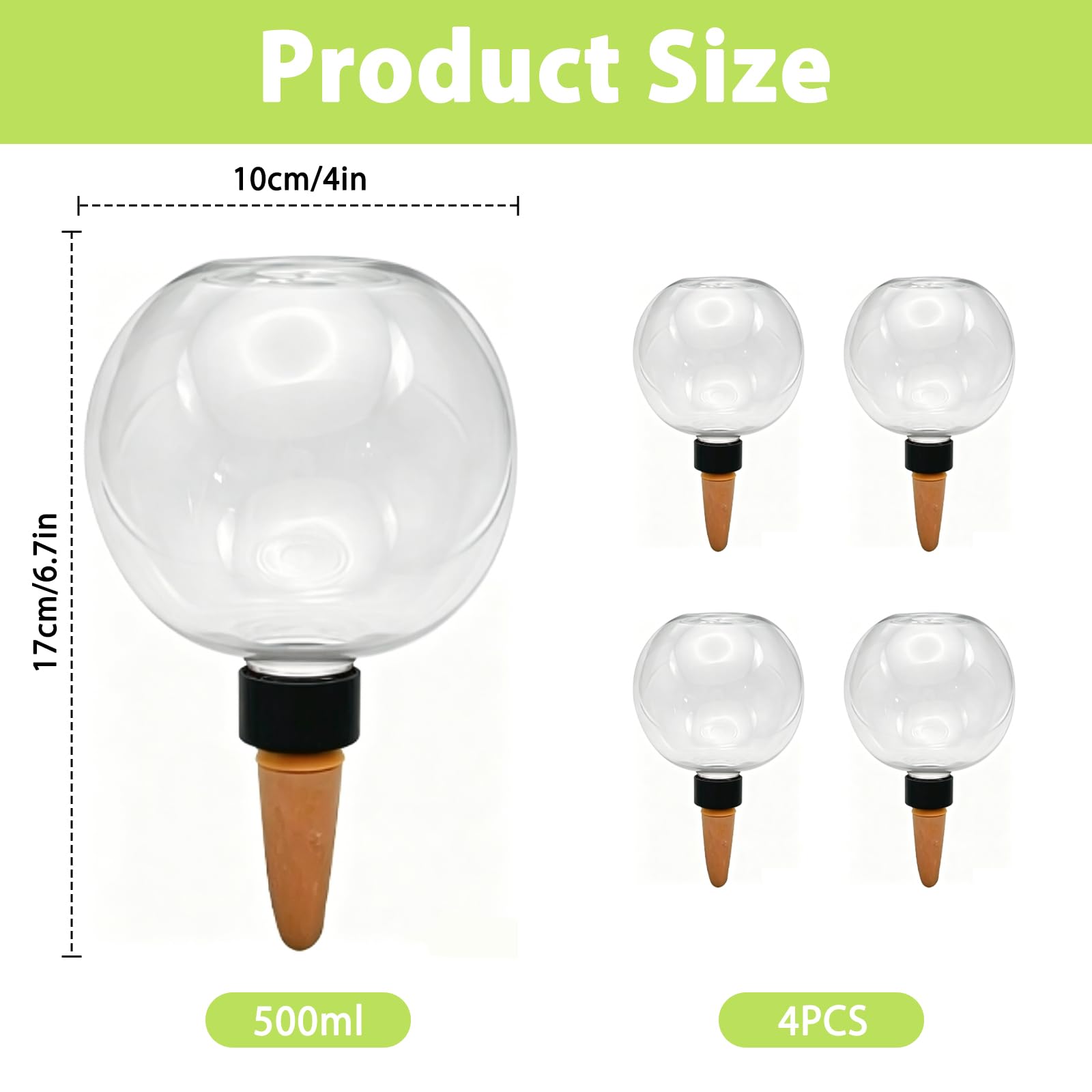 4 Boules d’Arrosage Plantes Globe Arrosage 500 ML, Système Arrosage Automatique Série, Irrigation Goutte à Goutte Transparent, pour Plantes Intérieur Balcon Jardin Vacances (Blanc*4)