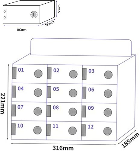 Miniatura 9 de Gabinete de almacenamiento acrílico para teléfonos celulares, caja de casillero para teléfono celular con cerraduras de puerta y llaves, caja de
