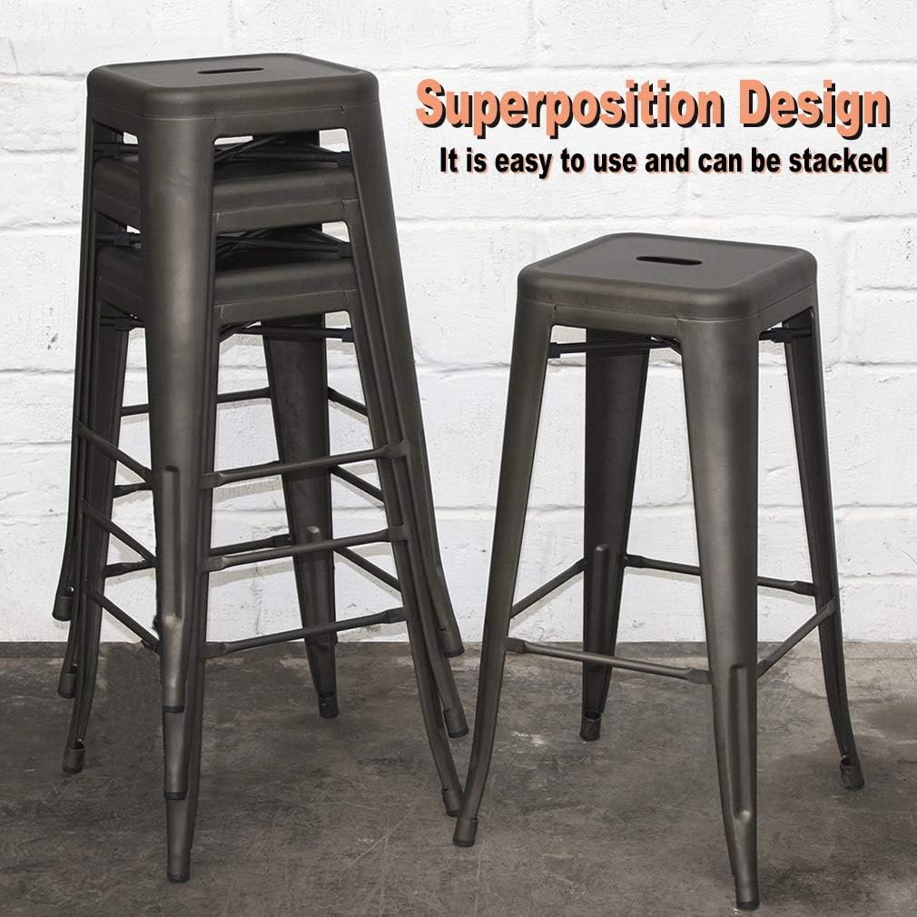 Buy 30 Inches Bar Stools Set Of 4 Bar Stools Counter Height Metal Stool Patio Stool Stackable Barstools Kitchen Counter Stool Indoor Outdoor Stool Metal Bar Stools Moden Dining Chairs Online In Indonesia
