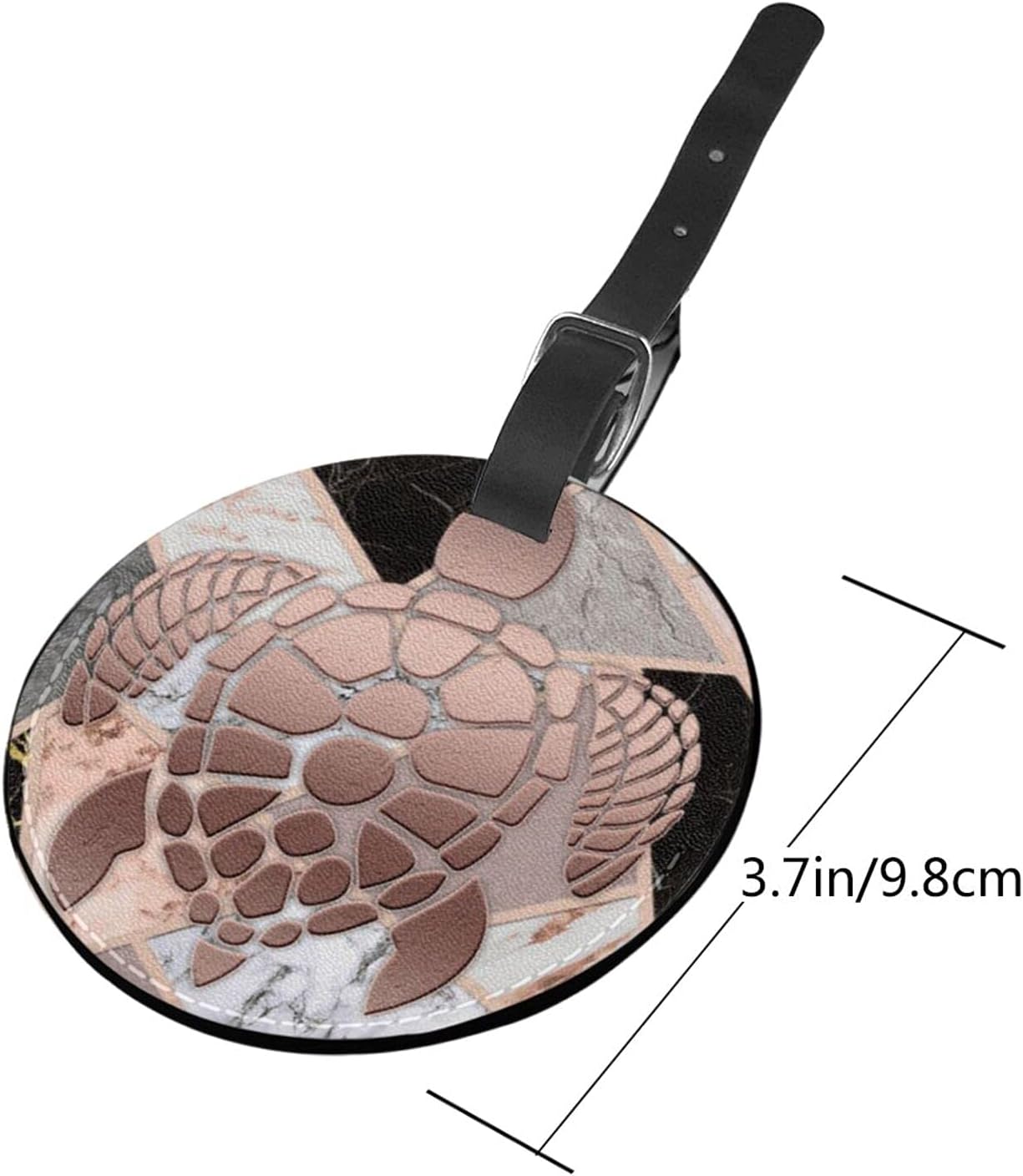 Luggage Tag Rose Gold Sea Turtle White Gray, Pu Leather Bag Travel Suitcases Id Identifier Baggage Label for Women Men Boys Girls