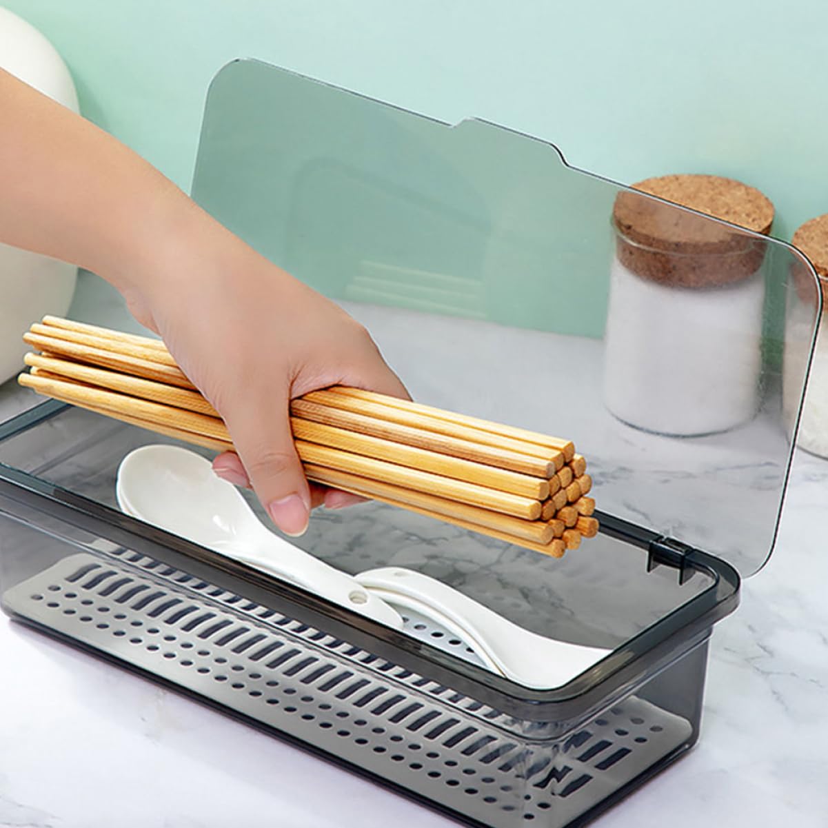 Organizador de Cajones para Cubiertos PP 3 Piezas con Tapa
