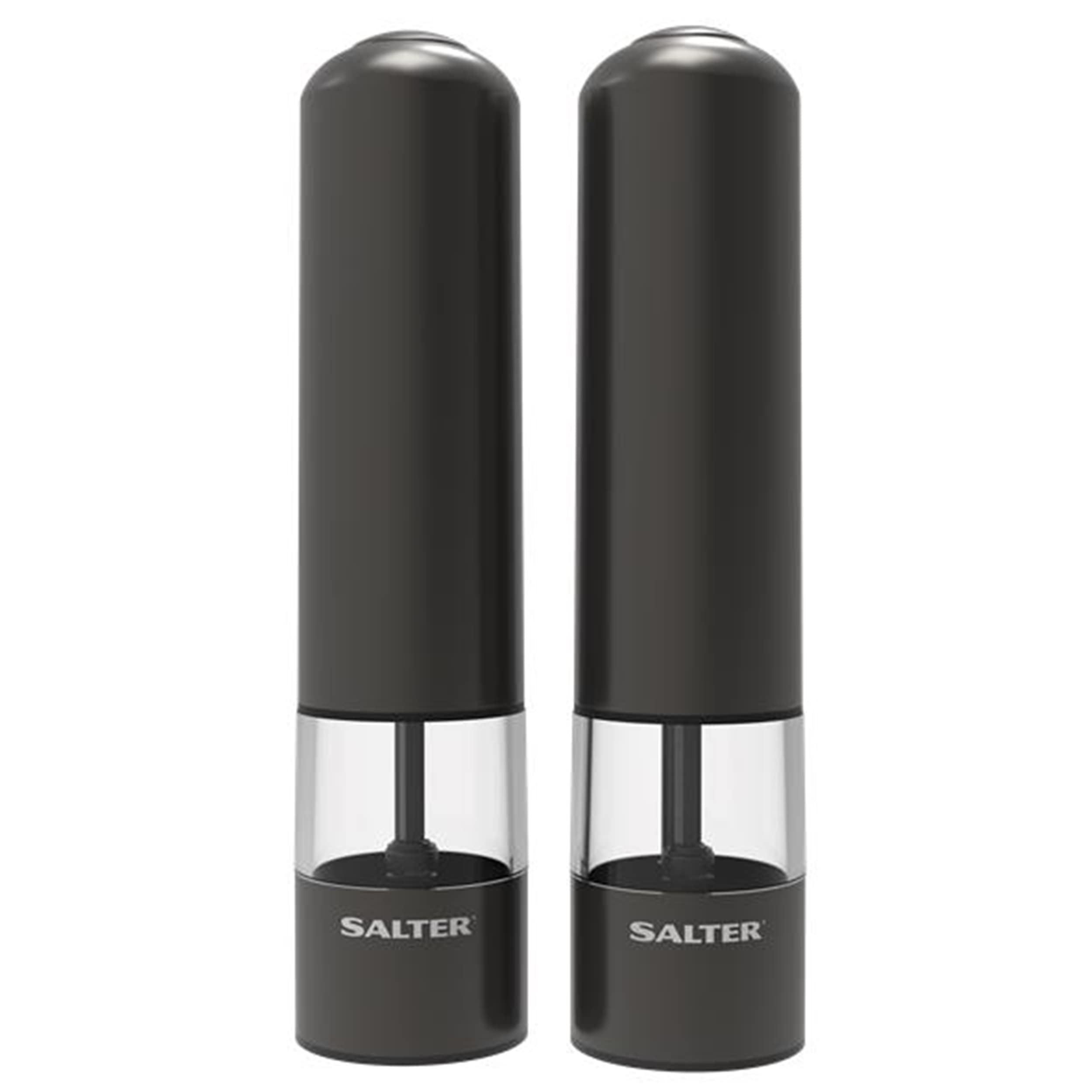 Salter 7538 GMXR Rechargeable Salt &Pepper Mills - USB Cable, Electric Grinder Set, Easy One Hand Operation, Ceramic Mechanism, BPA-Free, Adjustable Grind, for Arthritis Hands, 60g Salt/30g Pepper