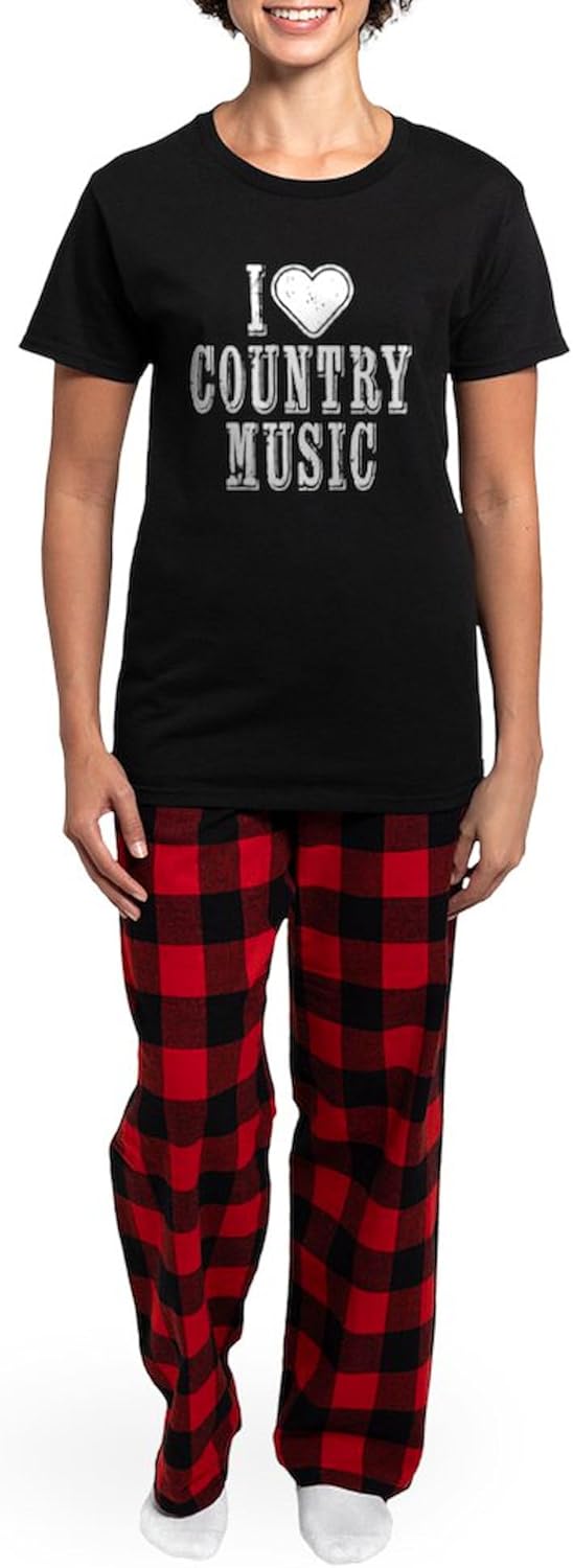 CafePress I Love Country Music Pajamas Womens Novelty PJ Sleepwear
