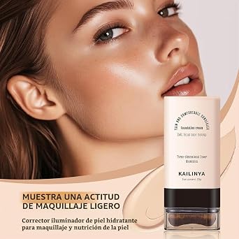 2 Pieces Full Coverage Foundation Stick Foundation Cream with Brush Long Lasting Concealer with Dual Head and Contour Stick Natural Makeup Finish