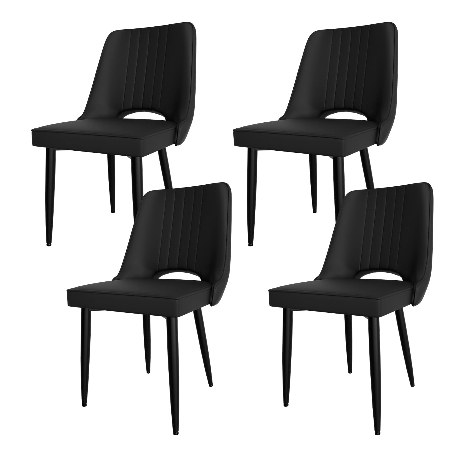 Ailatimogo Sillas de Comedor Pack 4, Mesas y Sillas de Salon Comedor, Sillas de Cocina con Patas de Metal Negro, Diseño de Respaldo Recortado, aptas para Sala de Estar, Dormitorio, Recepción