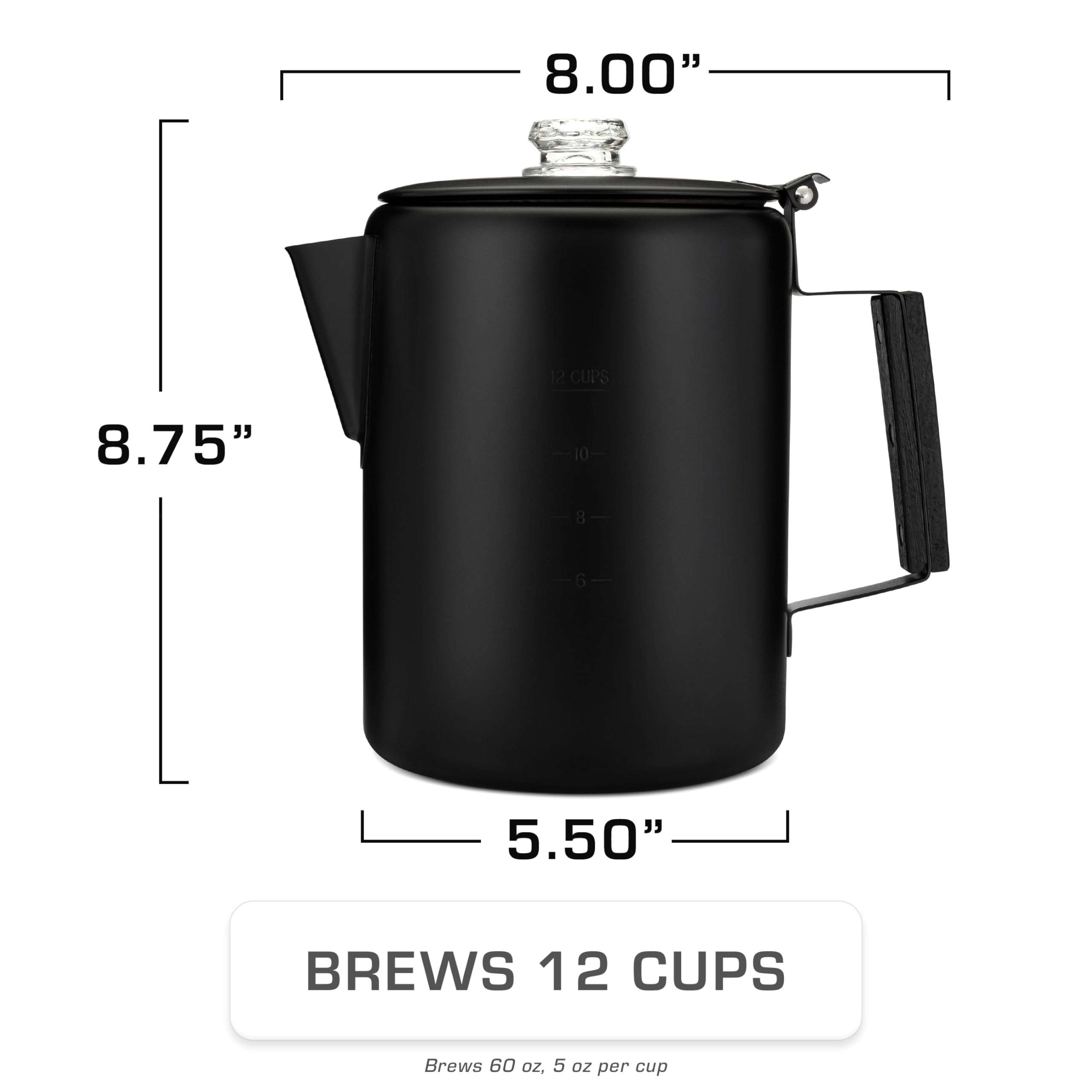 Amazon.com: COLETTI Bozeman Black Percolator Coffee Pot — Camping