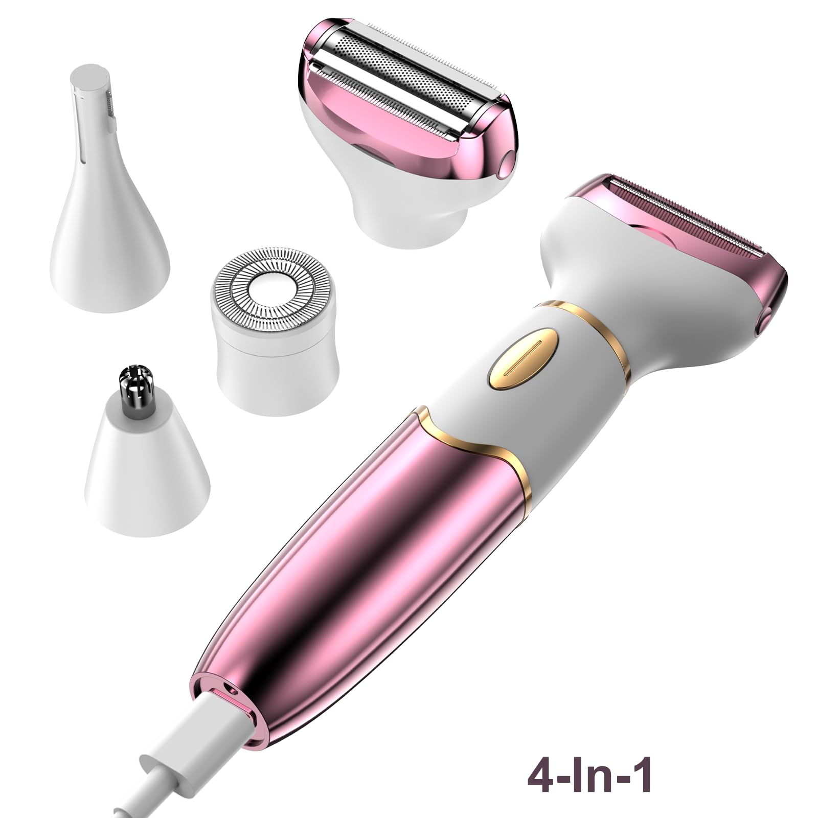 Rasoir électrique 4 en 1 pour femme avec affichage numérique, étanche IPX7, épilateur facial pour femme, rasoir intime pour le visage, les parties intimes, les aisselles, les jambes, recharge