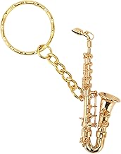 Tyenaza Porte-clés Saxophone, Mignon Pendentif Saxophone Porte-clés Portable Drôle en Laiton Miniature Saxophone Instrument De Musique Porte-clés pour Cadeaux De Musique Artisanaux