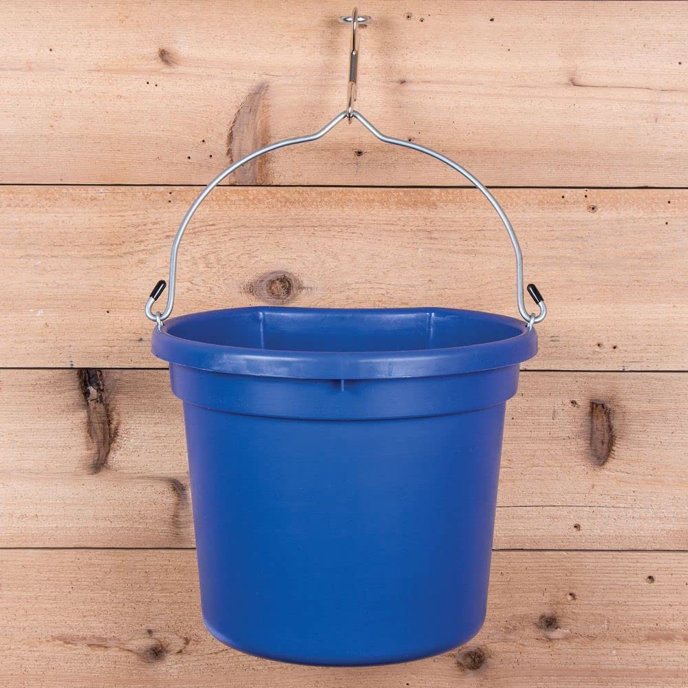 Dura-Tech Gold Flatback Bucket 18 Qt. | Designed by Professional Horsemen | Durable & Weather Resistant | Rubber Tipped Handle Ends | Color Royal