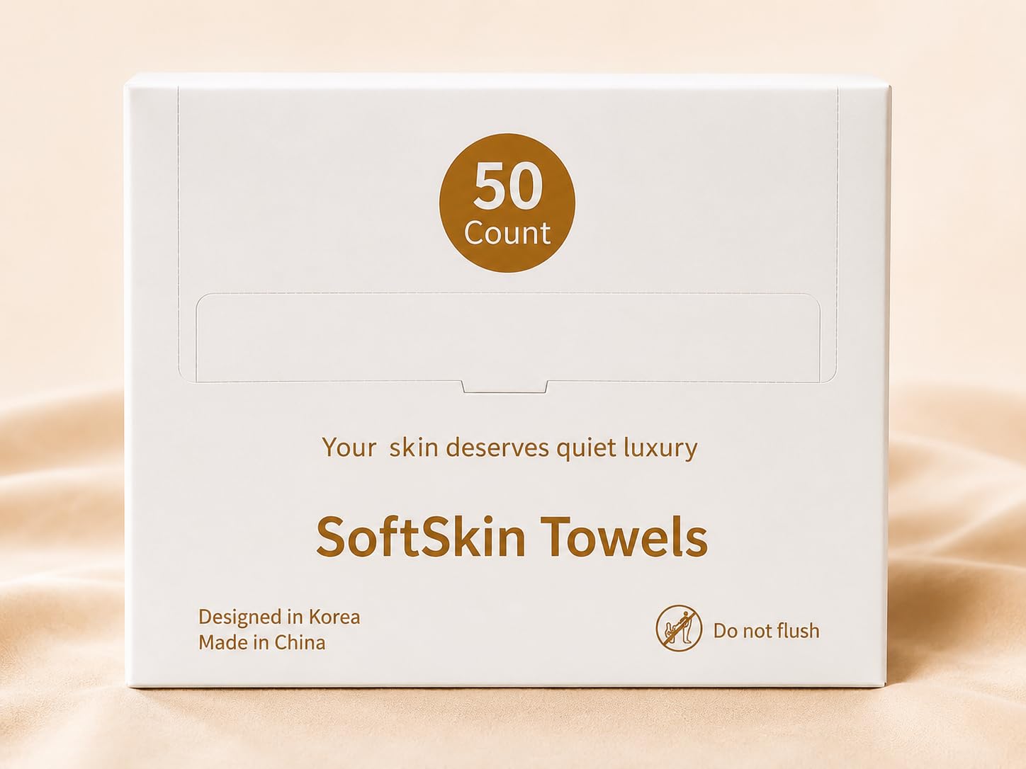 SEON SoftSkin Disposable Face Towels, Ultra-Soft Biodegradable Facial Cleansing Towels, 50 Count
