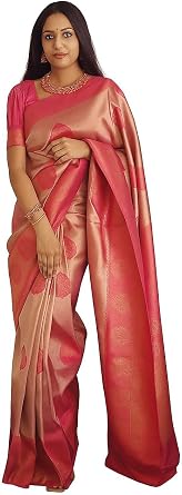 Womens Banarasi Soft Silk Saree with Unstitched Blouse Piece